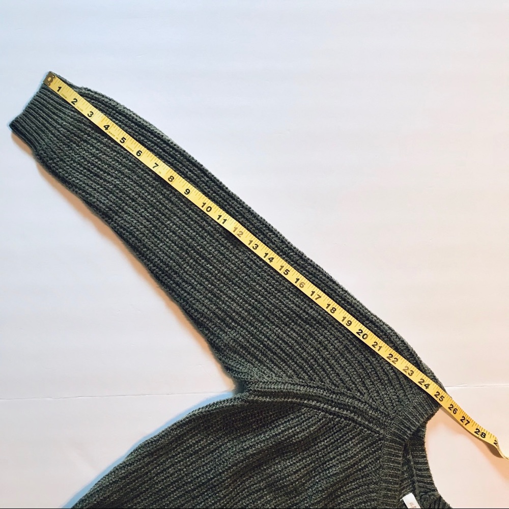 A.peach Olive Green V neck Ribbed Sweater - Picture 6 of 8